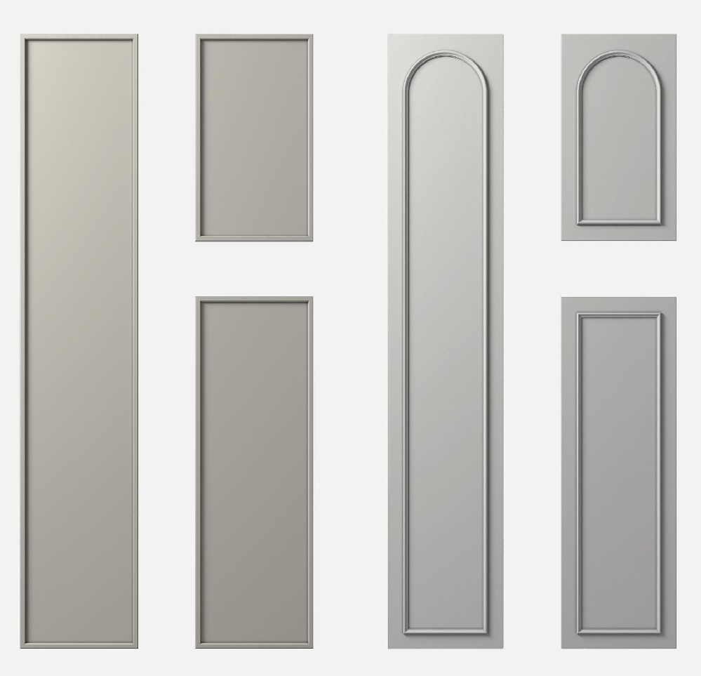 Molded cabinet door with buckle line